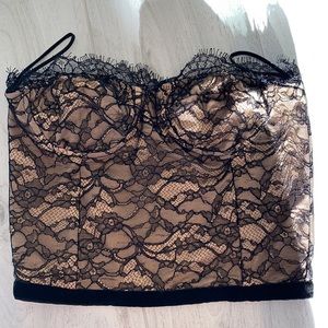 SUPER SEXY KARINA GRIMALDI LACE BUSTIER STRAPLESS TOP SIZE M